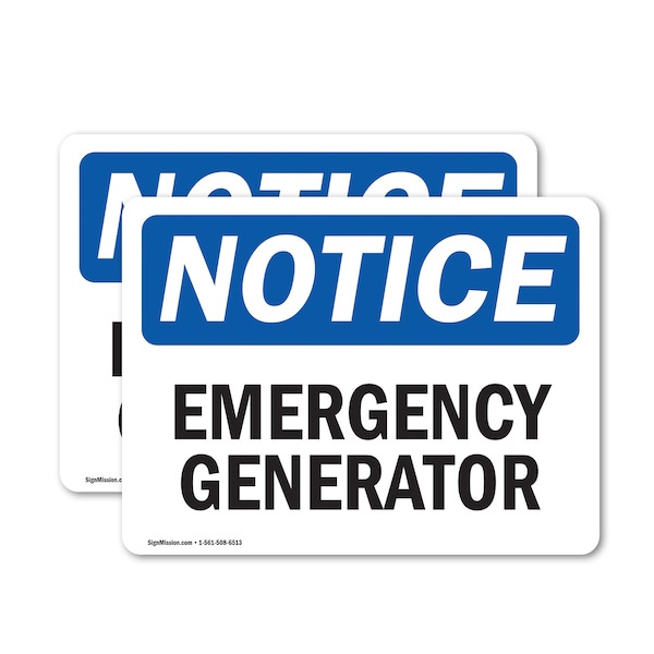 Signmission Emergency Generator, 5 in W x Rectangle, Vinyl Decal OS-2PACK-NS-D-35-L-11855 - main